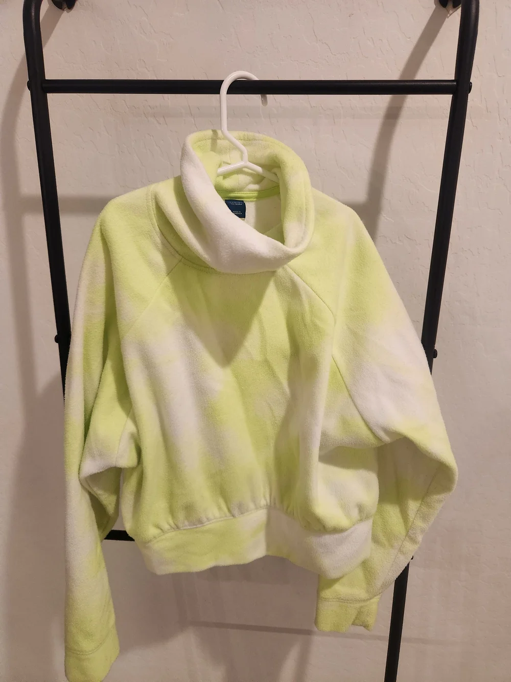 Warm Neon Yellow and White Tie-Dye Cowl Neck Sweater